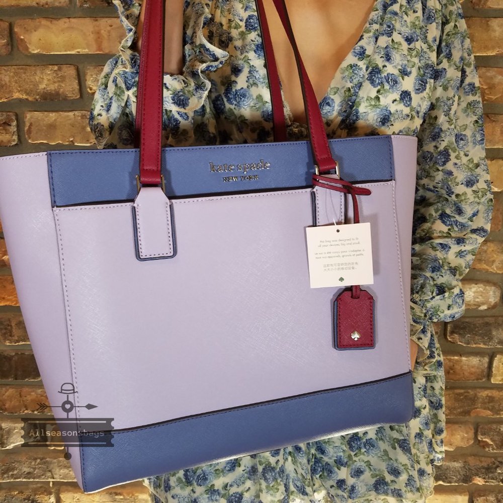 NWT kate spade Lilac and Indigo Tote with Berry Handles!!! 😍